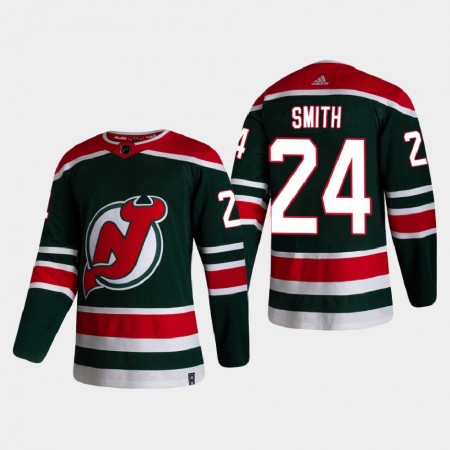New Jersey Devils Ty Smith 24 2020-21 Reverse Retro Authentic Shirt - Mannen